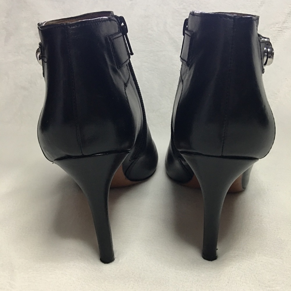Coach Sondra Black Leather Booties Silver Buckle 8 - Picture 6 of 11